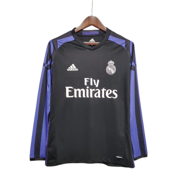 Camiseta Real Madrid Tercera III 2016/17 Retro Manga Larga - Negro