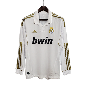 Camiseta Retro Real Madrid Manga Larga I Local 2011/12 Masculino Blanco