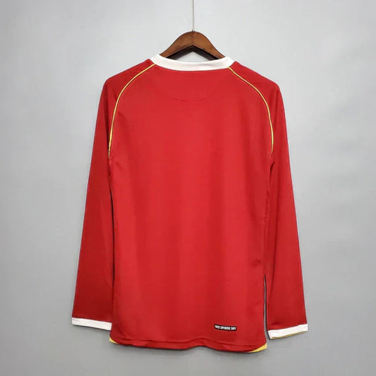 Camiseta Retro Manchester United Manga Larga 2006/07 Masculino Rojo
