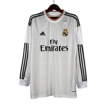 Camiseta Retro Real Madrid Manga Larga I Local 2013/14 Masculino Blanco