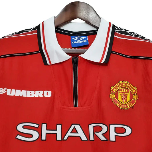 Camiseta Manga Larga Manchester United 1998/99 Masculino - Rojo