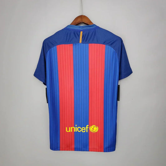 Camiseta Retro Barcelona I Local 2016/17 Masculino Azul Grená