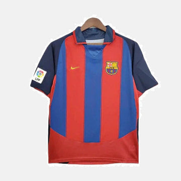 Camiseta Barcelona Retro 2003/2004 Azul e Grená -