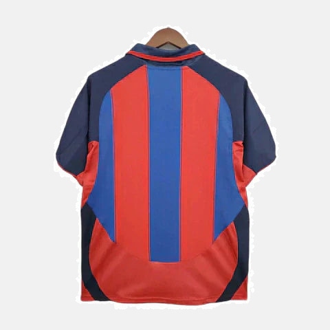 Camiseta Barcelona Retro 2003/2004 Azul e Grená -