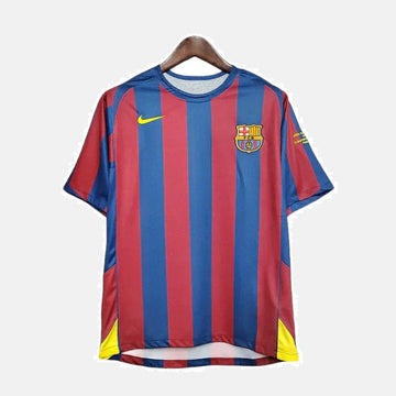 Camiseta Retro Barcelona 2006/07 Masculino Azul e Grená