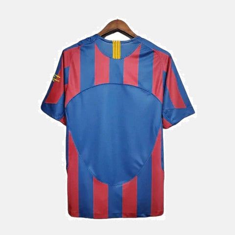 Camiseta Retro Barcelona 2006/07 Masculino Azul e Grená