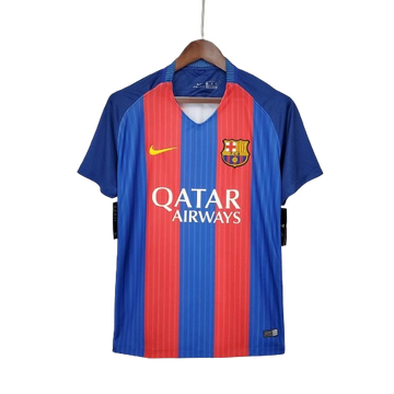 Camiseta Retro Barcelona I Local 2016/17 Masculino Azul Grená