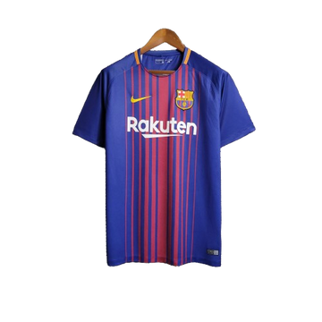 Camiseta Retro Barcelona I Local 2017/18 Masculino Azul Grená