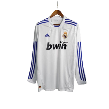 Camiseta Retro Real Madrid I Local 2010/11 Manga Larga Masculino - Blanco